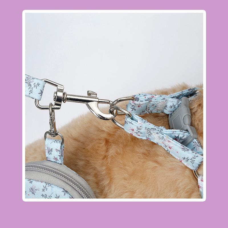 Classic Pet Harness and Leash Set,Floral Dog Backpack Chest Harness Adjustable Size for Small To Medium Dogs and Cats Puppy Accessories