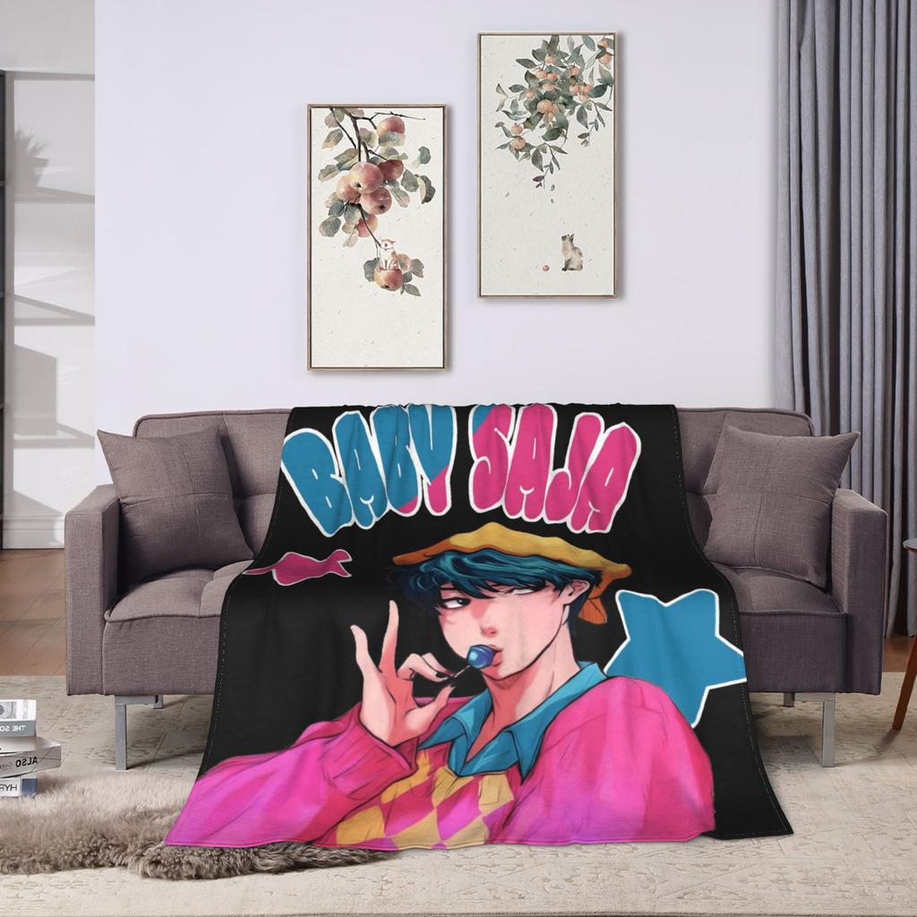 Baby Saja KPop Demon Hunters Saja Boys Blanket Warm Funny Plush Bedding Throws For Child Couch Chair Flannel Bedspread Bed Cover
