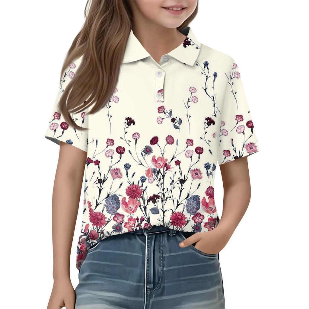 Children's Daily Casual Short-sleeved Print Tops T-shirts  Shirts