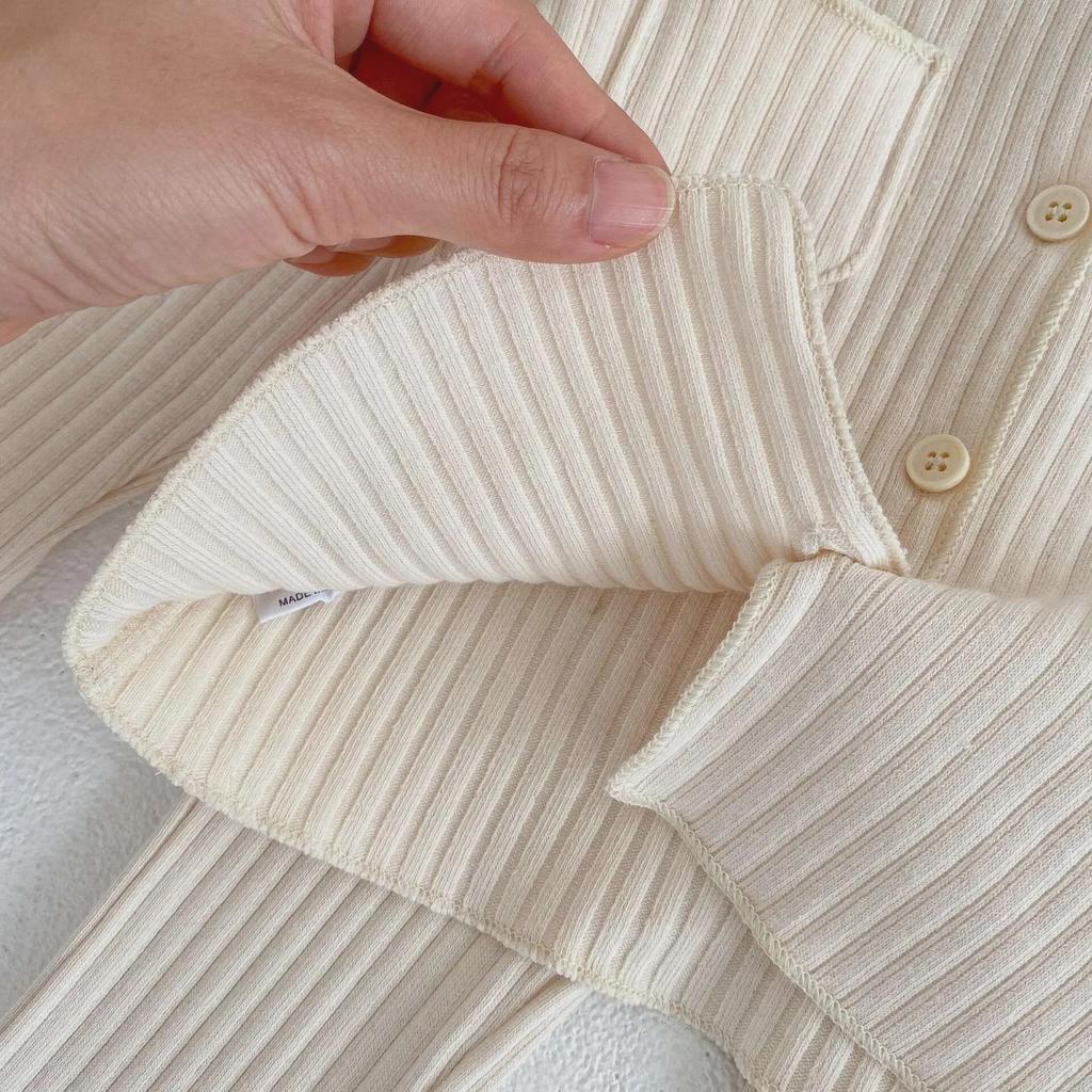 2024 Spring Unisex Baby Striped Pocket Top & Trousers Set