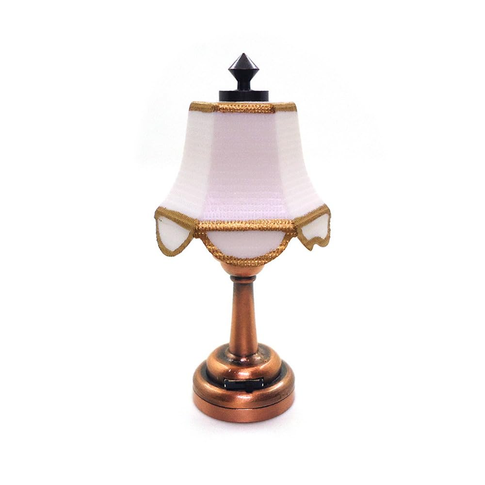Moin Moin Miniature Scale Really Lighted Stand Lamp Light Doll Furniture Fabric Cloth Accessories Bedside Night Lamp 2410mini56 1/6 16