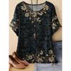 Camiseta Feminina Estampa Padrão 3D Casual Manga Curta Estampa Floral Gola Redonda Top Moda Rua Roupas Femininas