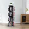 Rotating Display Bookshelf - Black Marble Revolving Storage Rack 4 Tier