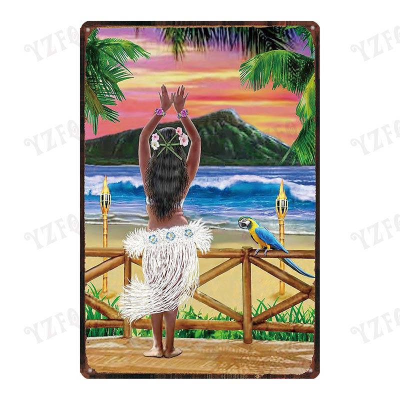 Aloha  Vintage Tin Sign Metal Plates For Wall Art Retro Home Living Room Decor Poster 30X20CM DU-4007A
