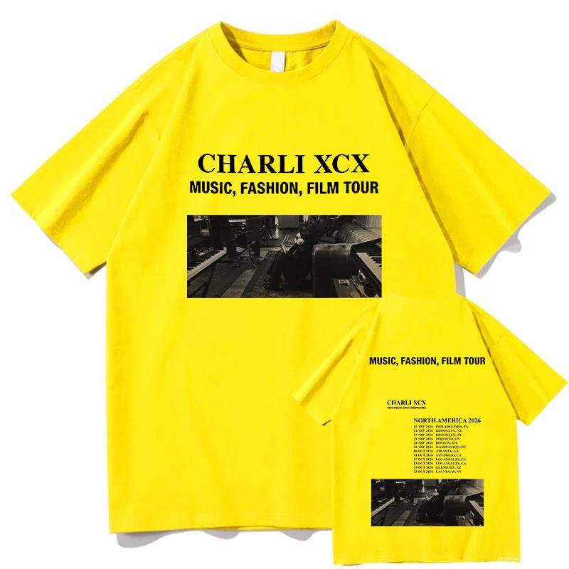 Charli XCX Music Fashion Film Tour TShirt Graphic Merch Short Sleeve Cotton Summer Oneck Tshirts Unisex Streetwear Female Tees