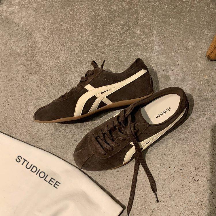 Grape mother studiolee fashionable contrasting color lace-up flat soft baseplate shoes casual Forrest training shoes women's autumn and winter