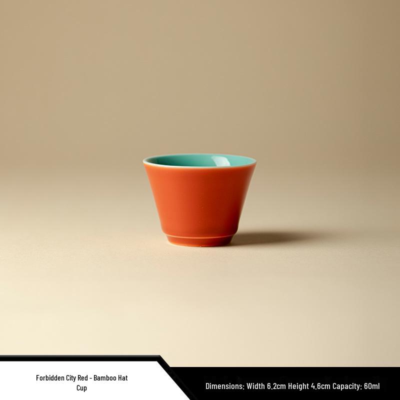 Forbidden City Red Gongfu Tea Set: Ceramic Teapot, Lid Bowl, Filtered Tea Cup, Fair Cup, and Pot Stand Ornament