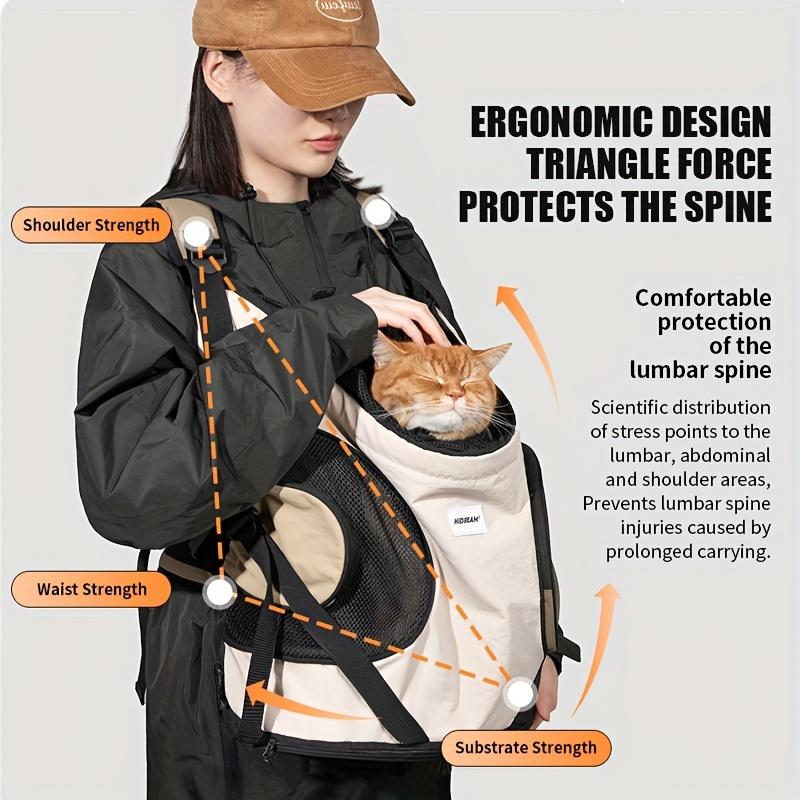 Haustier Brustrucksack Fronttrage-Tragetasche Design-Atmungsaktiver Nylon-Rucksack für Hunde & Katzen Umwandelbare Schultergurte mit Belüftung