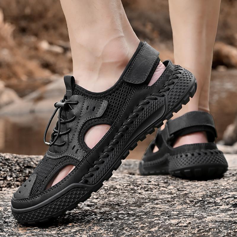 Summer Men's Sandals Handmade Mesh Breathable Casual Shoes