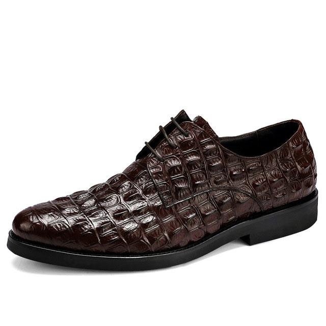 Brand Full Grain Leather Business Men Dress Shoes Retro Crocodile Designer Nature Leather Oxford Shoes For Men Size EU 38-46