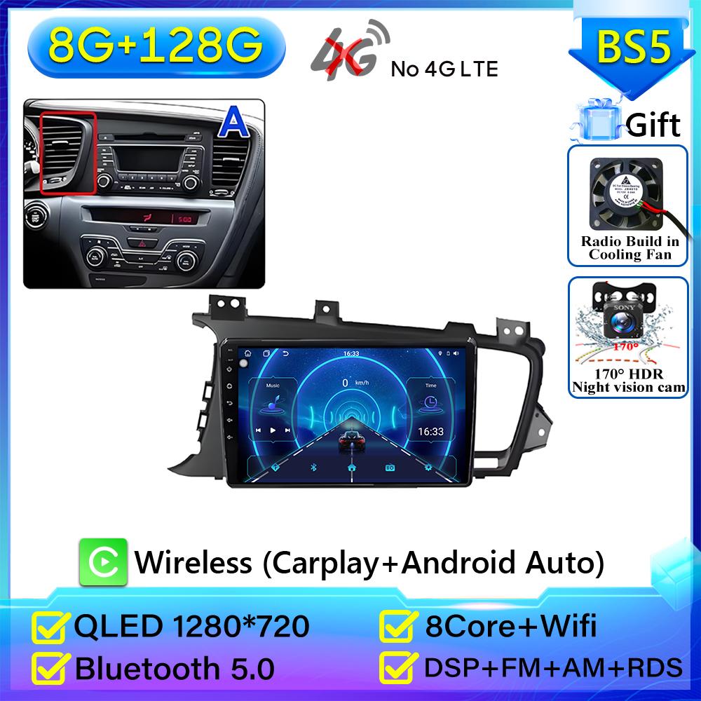 Autoradio Android 16 pour Kia K5 Optima 2011-2015 GPS Android Auto Carplay Wifi 4G Autoradio Stéréo Sans écran 2din DVD