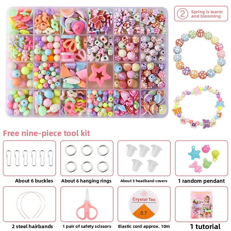 Children Bead Crafting Set Colorful Plastic Materials Handmade Accessories Gift