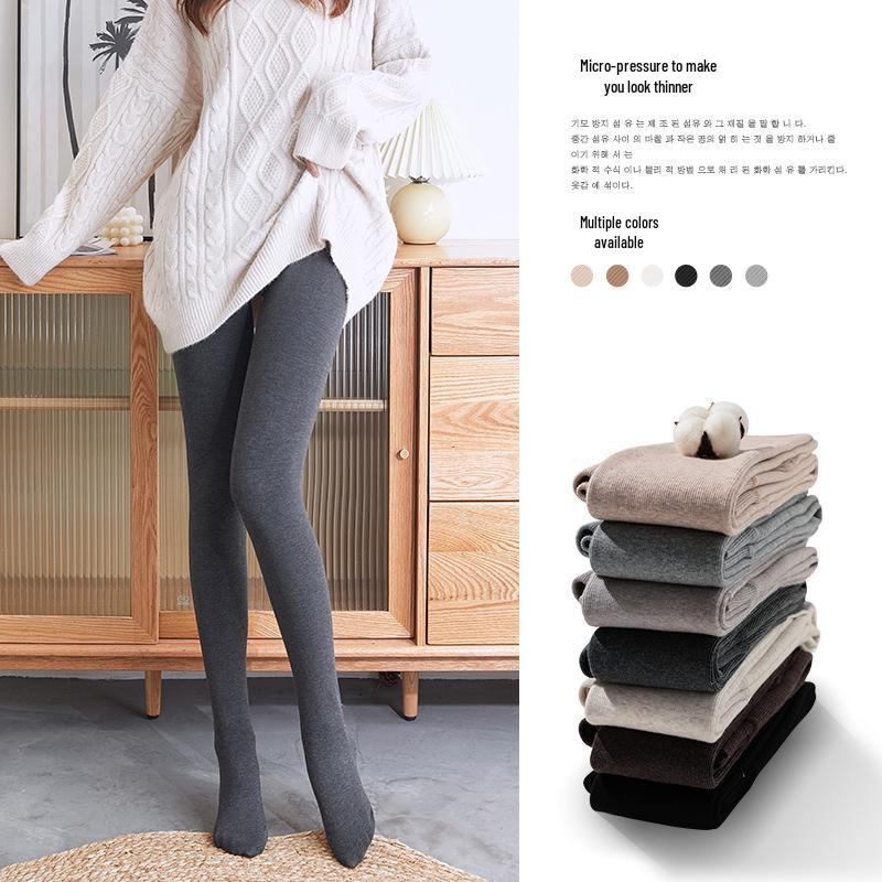 Leggings Épais Nervurés Velours Intérieur pour Femmes - Chauds à Porter Intérieur et Extérieur, Noir/Gris, Convient pour le Printemps, l'Automne et l'Hiver.
