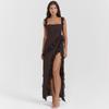Ladies' Sexy Patchwork Temperament Slit Backless Long Dress