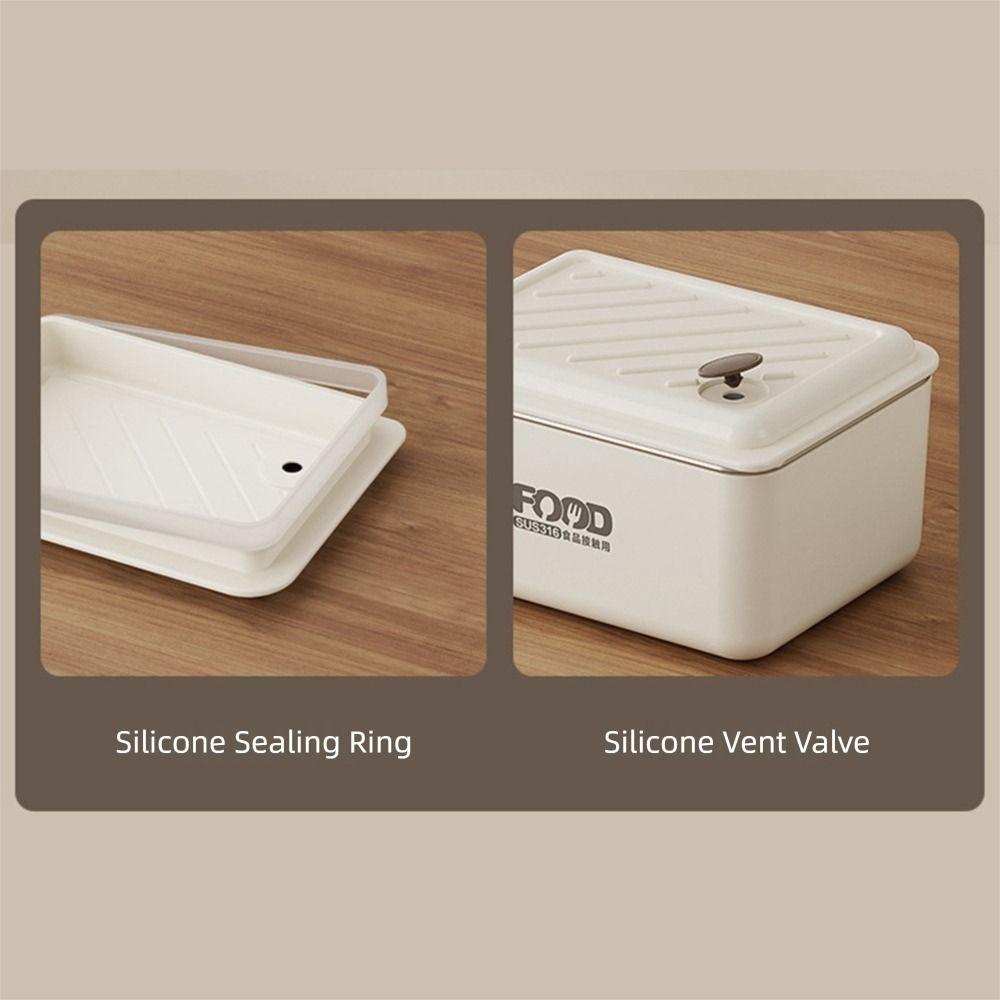 Rectangle Heat Preservation Lunch Box 316 Stainless Steel Microwavable Bento Box  Go To School