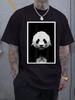 Black & White Panda Graphic Print Short Sleeve T-shirt - Regular Fit Casual Round Neck Summer Tee