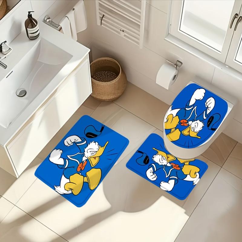 4pcs Spiderman Cartoon pattern decoration set includes shower curtain, non-slip bathroom rug, toilet U-shaped mat, toilet seat