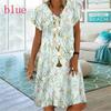 Rainbow Striped 3D Print Women Dress Elegant Sweet Casual V-Neck Short Sleeve A-Line Dress Summer Fashion Oversized Clothing