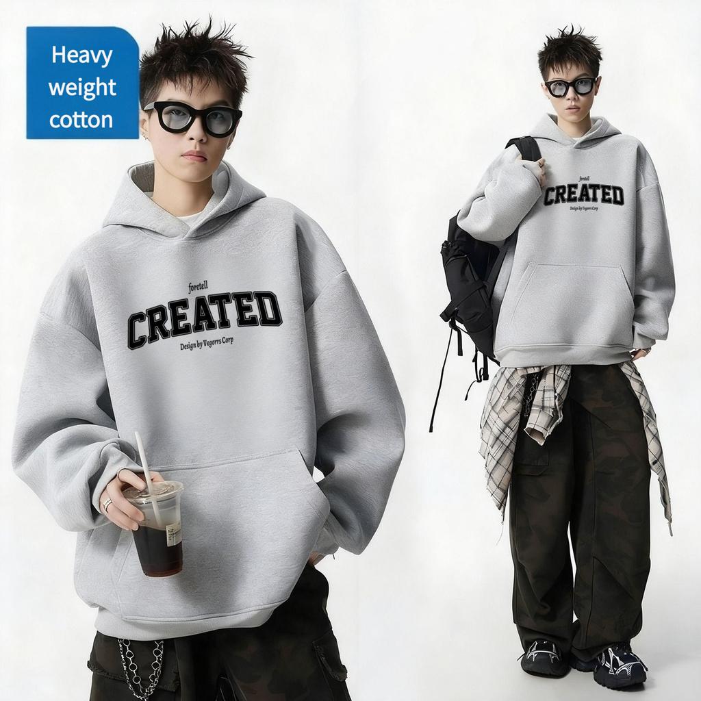 New Autumn Men's Loose-fit Printed Hooded Sweatshirt, Fashionable and Versatile Cotton Jacket
