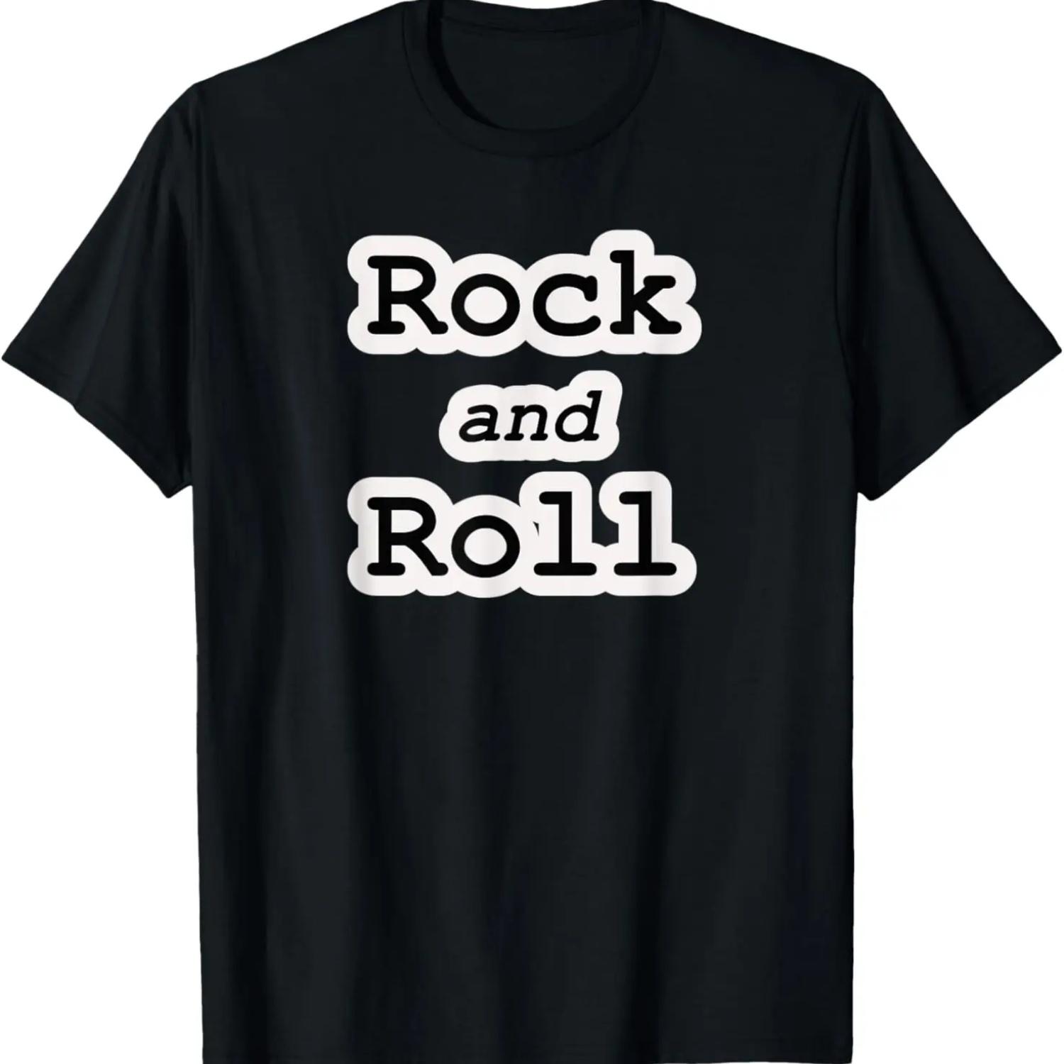 rock and roll music black and white design writing T-Shirt S чёрный