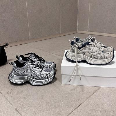 Korean Version of Small Man Heightening Platform Retro Dad Shoes Women 2025 Spring New Breathable Sports Casual Versatile Shoes Women