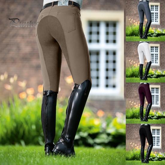 Pantaloni skinny da corsa di cavalli elasticizzati a vita alta da donna