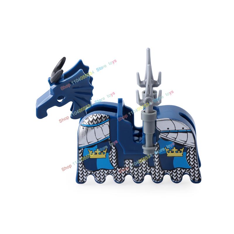 MOC Medieval Military Series Castle Roman Knight Horse Saddle Soldiers War Horses Building Block Accessories Kids Education Toy