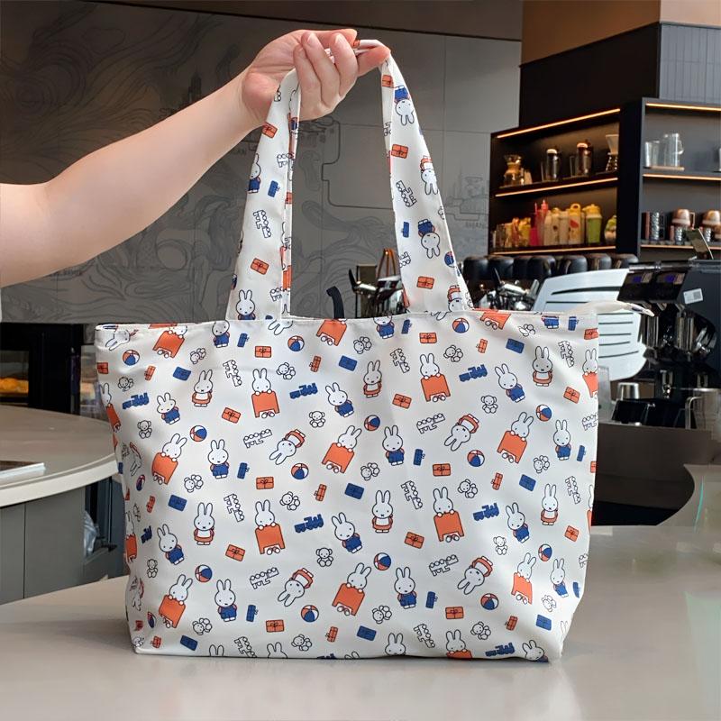 Cute Cartoon Printed Miffy Foldable Eco Bag Portable Handbag Shoulder Tote Accessory Student Gift for Shopping Travel