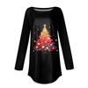 Dames Losse Comfortabele Casual Mode V-Hals Kerstprint Lange Mouw Hoodie