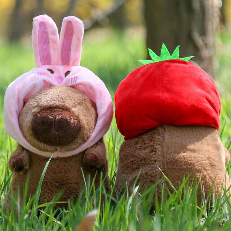 2325Cm Hat Kapibara Doll Plush Simulation Capibara Anime Fluffty Toy Cute Doll Stuffed Animals Soft Doll Plush Christmas Gifts