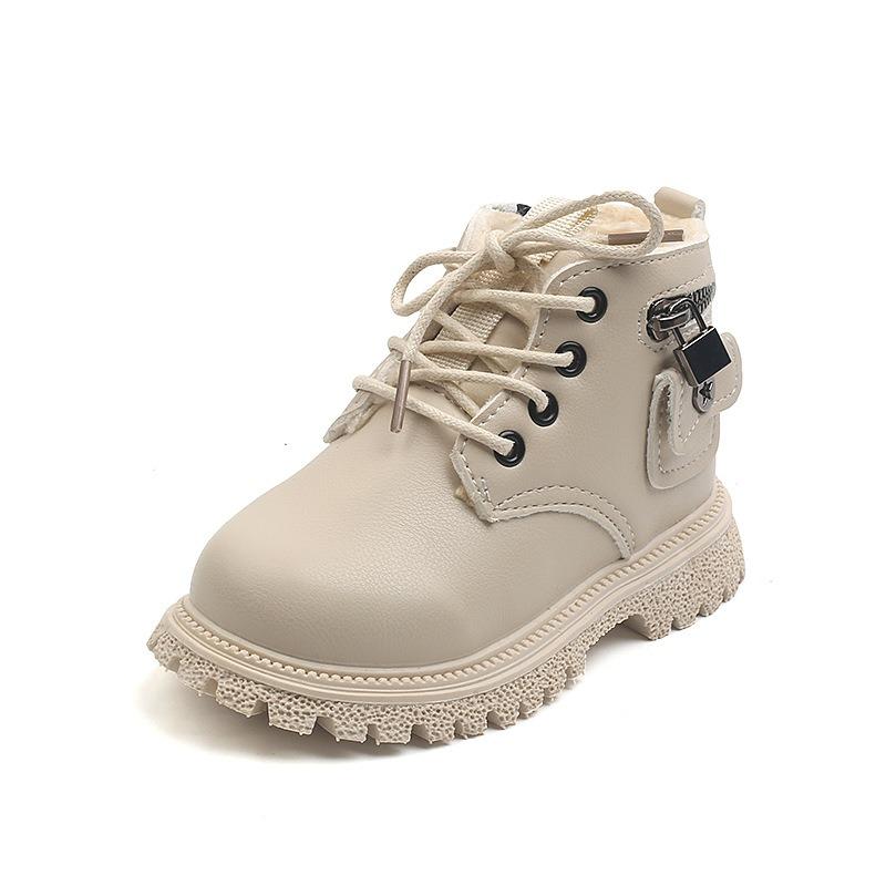 New Winter Children's British Short Boots – Boys' Fashion Plush-Lined, Girls' Side-Zipper Soft-Sole Cotton Boots