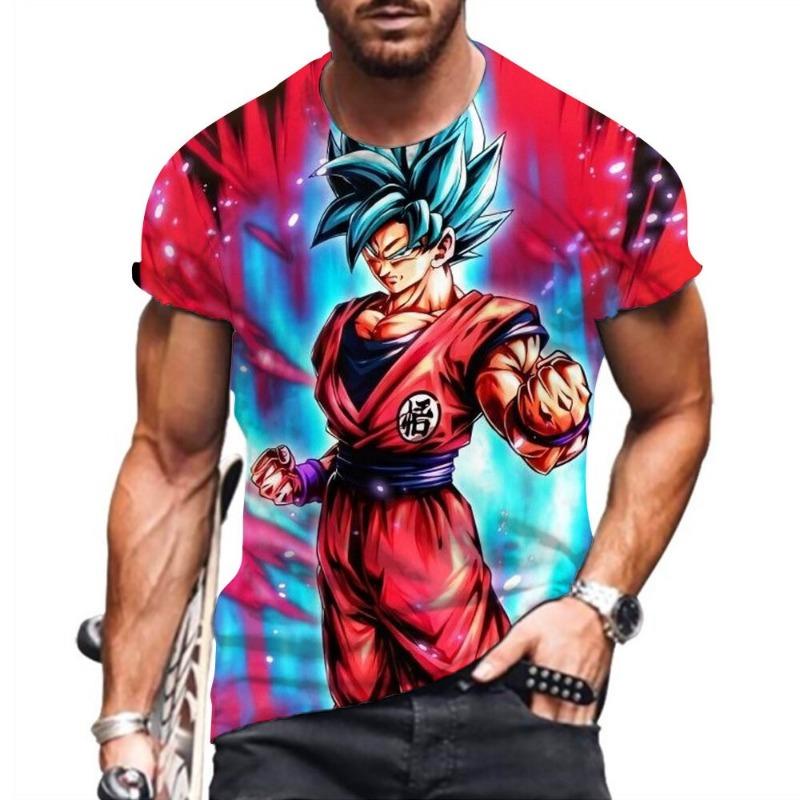 2026 Summer Dragon Ball Retro Fitness T-shirt Men's Oversized 3D Printed Short-sleeved