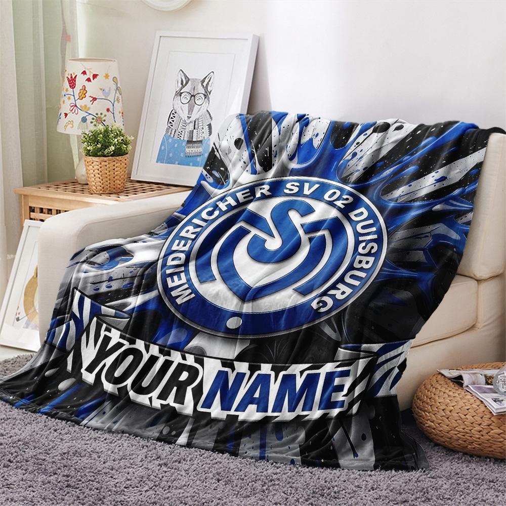 Custom Name Meidericher SV 02 Duisburg Flannel Blanket, High quality Comfortable for All Seasons, Home Decor, Warmth and Comfort