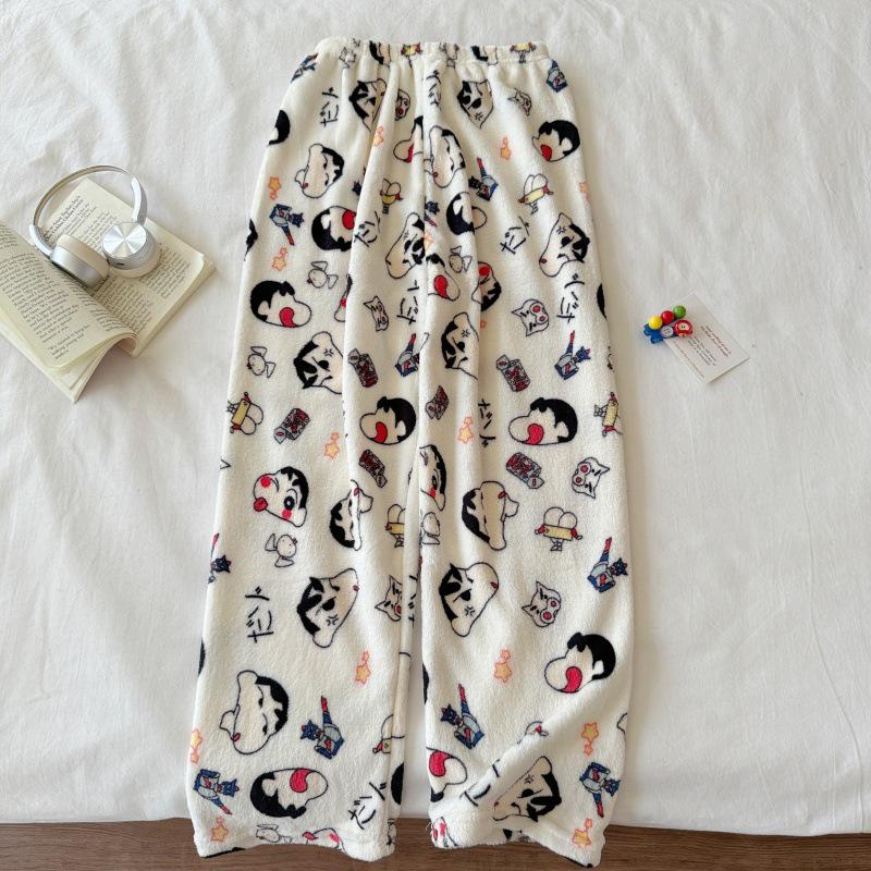 Damen Cartoon Flanell Fleecegefütterte Pyjamahose - Warmer Herbst-/Winterstil