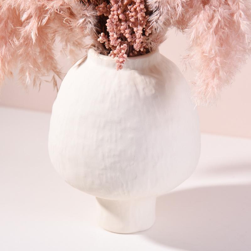 Retro Vases Ceramic Vase Ceramic Handicraft Hand Made Grain Crude Pottery Flower Vase Floral Arrangement Accessories Home Decor