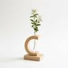Home Decoration Hydroponic Flower Pot Wooden Small Glass Vase Decorative Vase  Desktop Decor