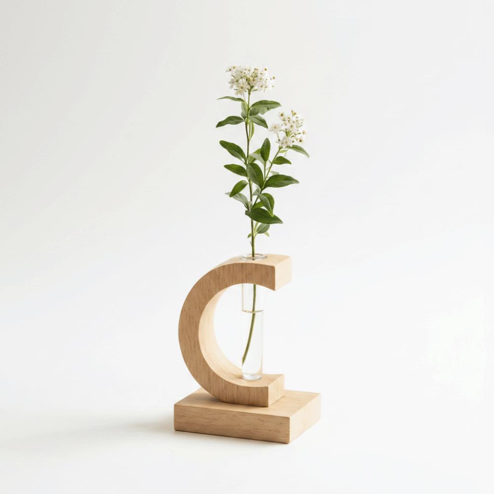 Home Decoration Hydroponic Flower Pot Wooden Small Glass Vase Decorative Vase Desktop Decor