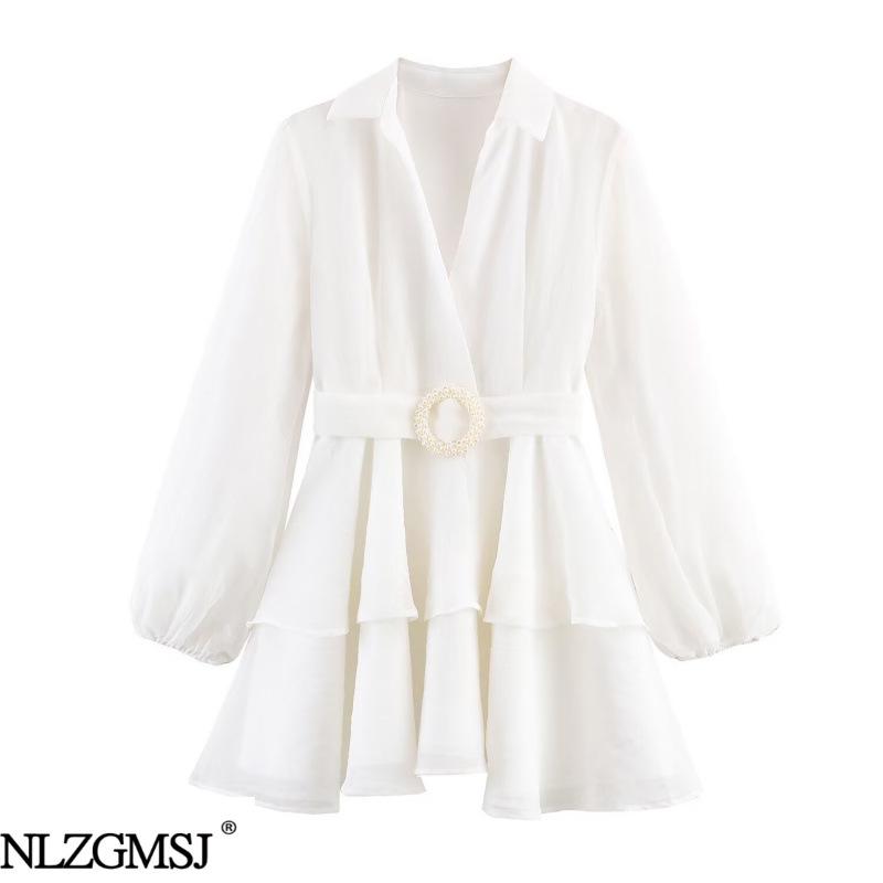 2026 Spring European & American Style Elegant Waist-Cinching Commute Dress M
