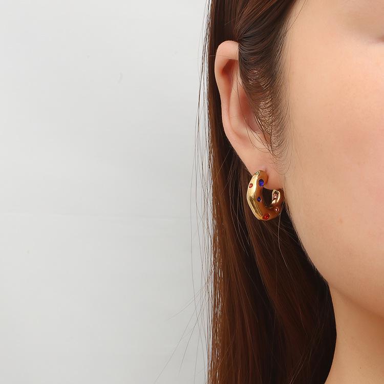 Kolczyki damskie ze stali nierdzewnej z cyrkoniami - Styl light luxury