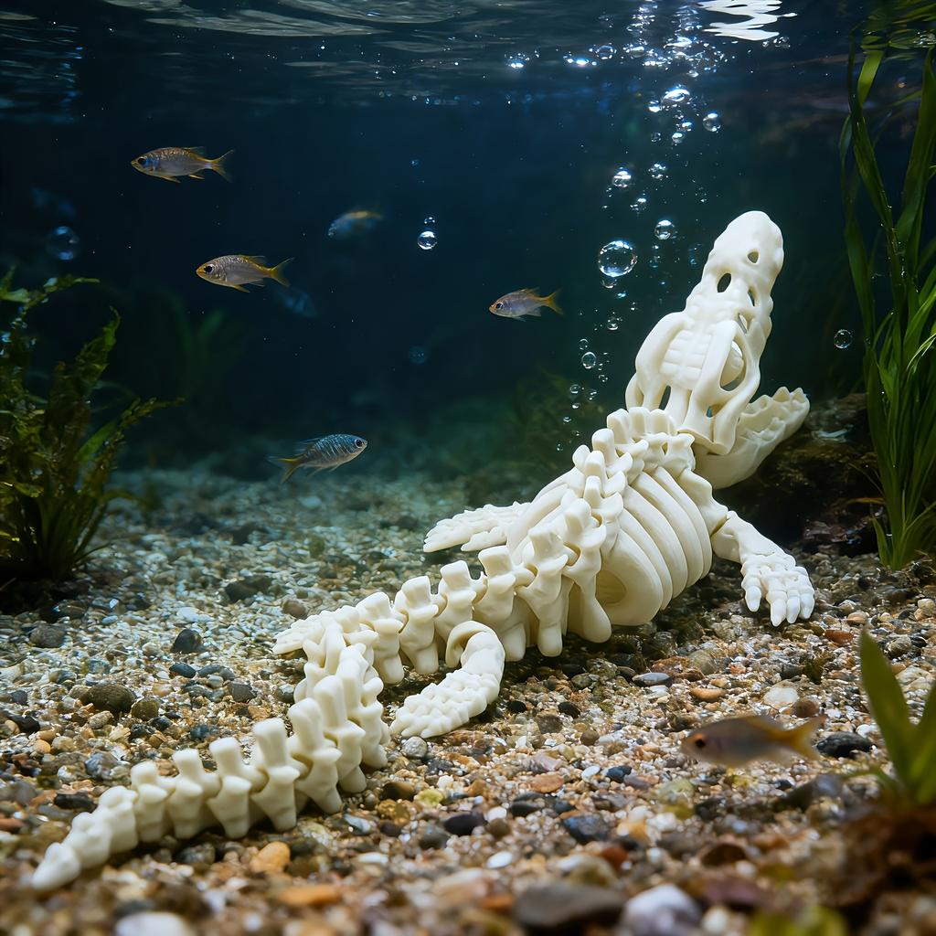 1pc Realistic Mosasaur Skeleton Replica Aquarium Decoration, Used for Fish Tank Decoration and Marine Reptile Display