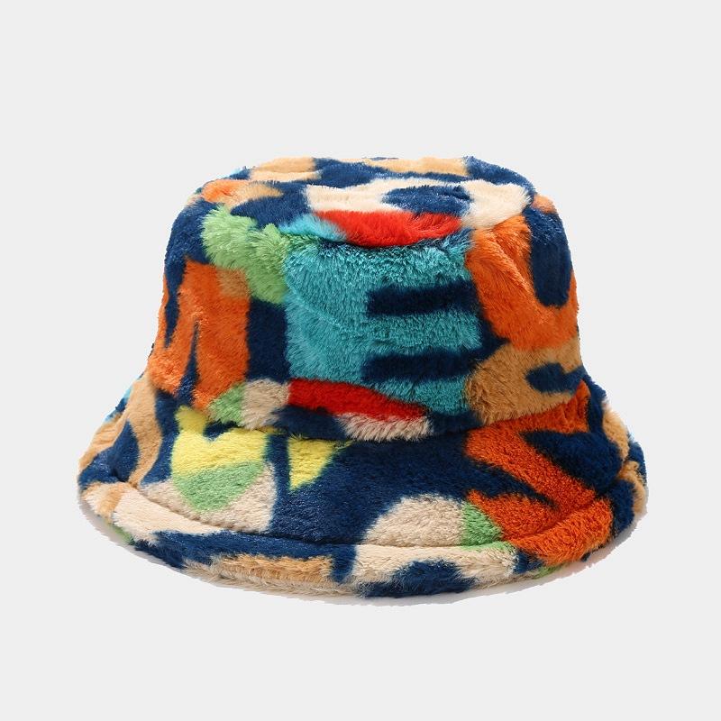 European and American Creative Hats for Women, Autumn and Winter New Colorful Numbered Print Bucket Hats, Versatile and Fashionable Outdoor Outing Pot