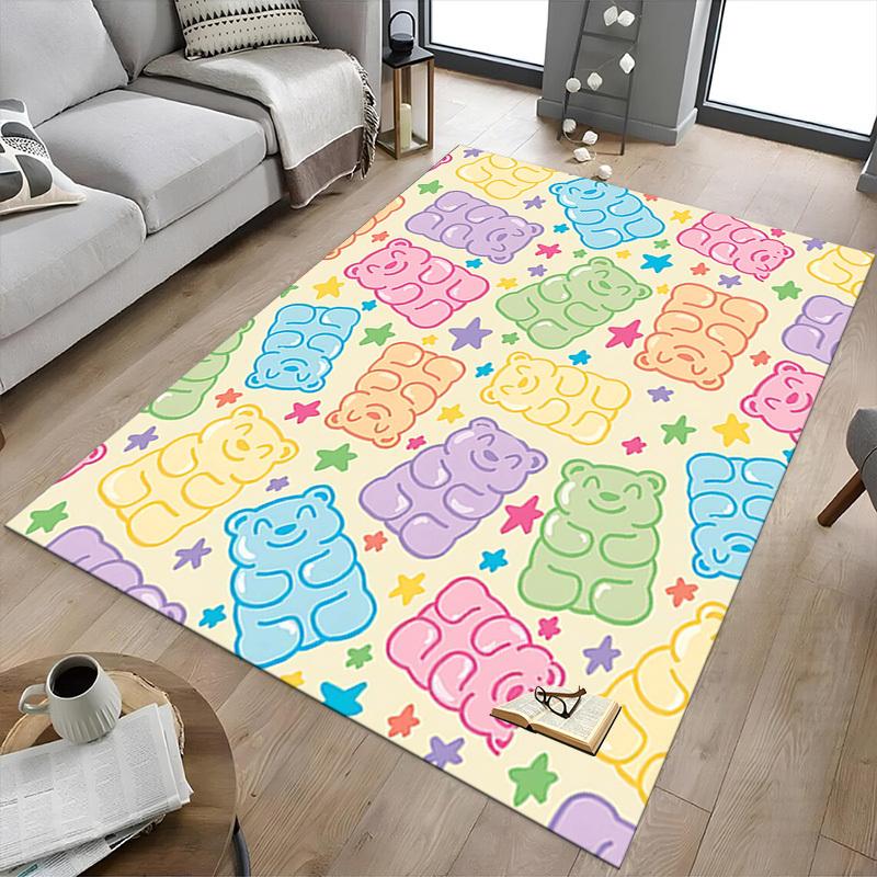1PC Gummy Bears Stars Extra Large Non-Slip Floor Carpet, Office, Family, Bedroom, Studio - Large Area Rug Indoor Rugs, Vibrant Colors-W234