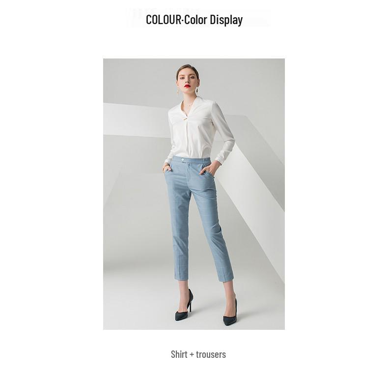 Elegant V-neck Long-Sleeve White Shirt for Women - Chic and Professional Style