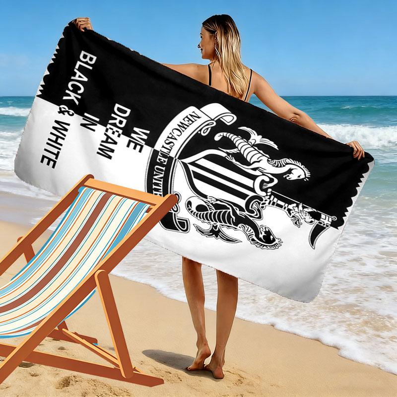 Telo Mare con Stampa Logo NUFC, Grande Morbido Asciugatura Rapida per Spiaggia Campeggio Nuoto