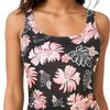Women Swimsuit Tops U-Neck Sleeveless Striped Print Vest Suspender Chest Pad Beach Style Vest Tops Vacation Party Wear
