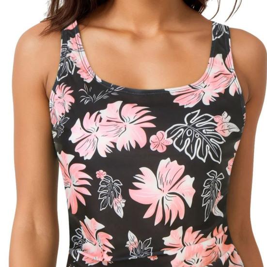 Women Swimsuit Tops U-Neck Sleeveless Striped Print Vest Suspender Chest Pad Beach Style Vest Tops Vacation Party Wear
