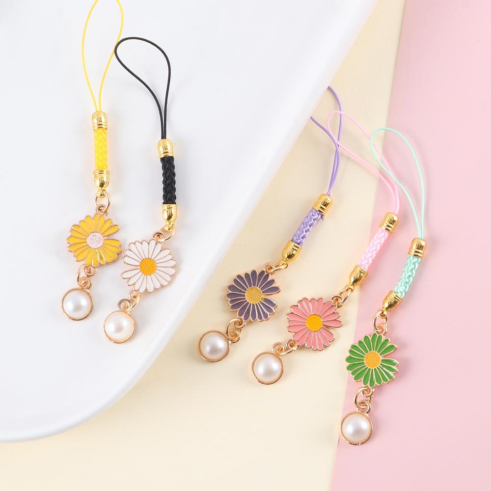 Phone Charm Keychain Strap Phone Case Decor Lanyards Key Hang Rope Daisy Flower Mobile Phone Straps