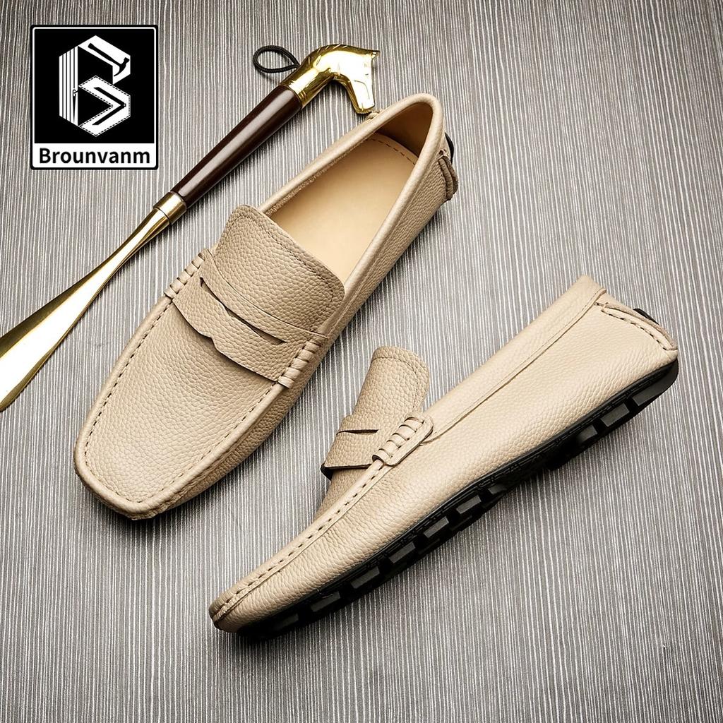 Bo Weiqing Loafers Men'S Leather Breathable Doudou Shoes British Business One-Pedal Men'S Shoes Dress Casual Leather Shoes