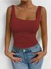 Square Neck  Knit Tank Top Crop Tops Women Summer Camis Solid Color Camisole Fashion SportsTube Female Sleeveless Cropped Y2K Girl Clothes