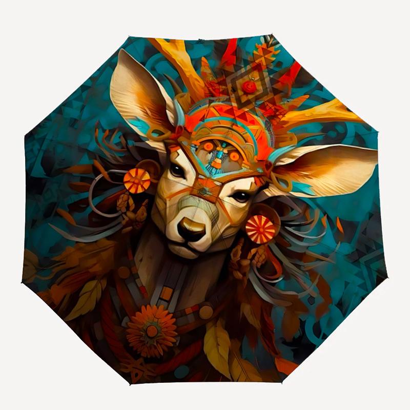 

1pc Deer Auto Folding Umbrella, Sturdy And Durable Automatic Folding Umbrella with 8 Ribs, Convenient for Outdoor Use081